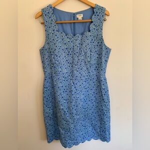 J.Crew Scalloped Edge Blue Floral Sheath Dress Size 12